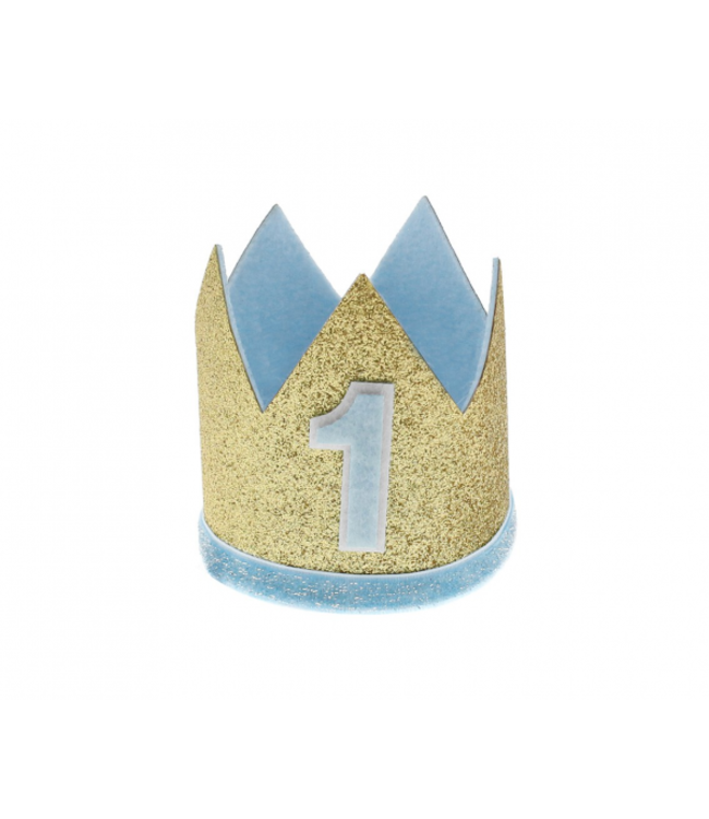 Kroon 1 jaar blauw/goud - vilt