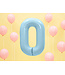 PartyDeco OUTLET - Foliecijfer 0 lichtblauw pastel - 86 cm