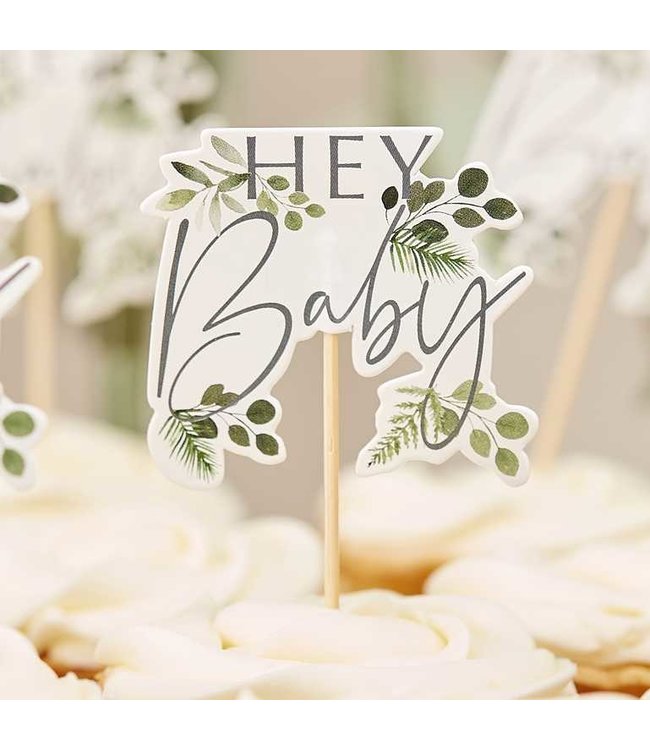 Cupcake toppers Hey Baby | 12 stuks