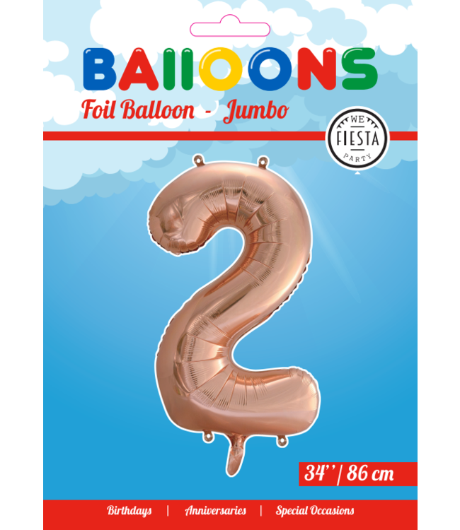 OUTLET Cijferballon 2 Rose goud | 86cm