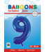 Globos Cijferballon 9 | Blauw | 86 cm