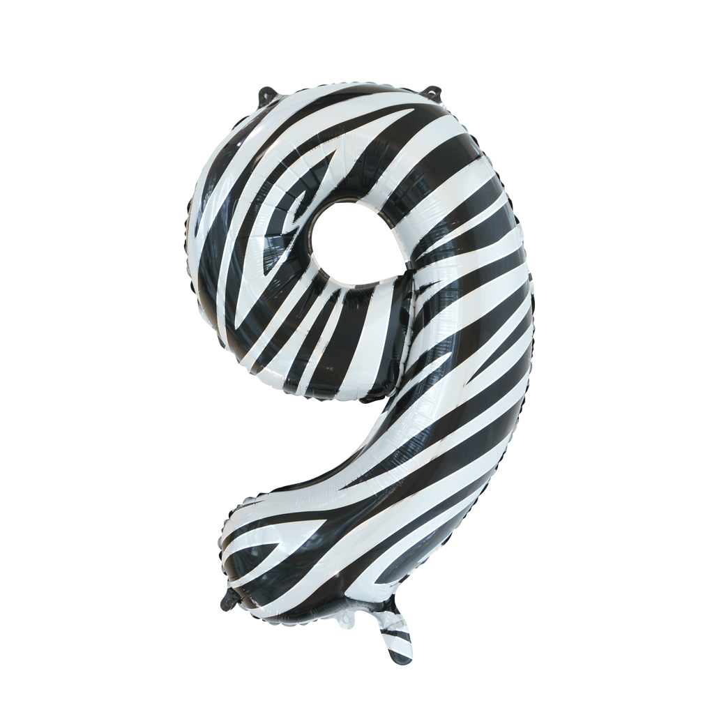 Cijferballon 9 Zebra - 86 cm