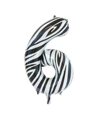 Globos Cijferballon 6 Zebra - 86 cm