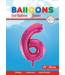 OUTLET Cijferballon 6 roze/fuchsia - 86 cm