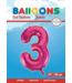 Globos OUTLET Cijferballon 3 fuchsia - 86 cm