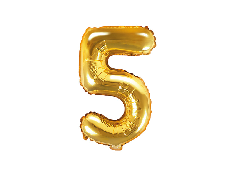 Folieballon 5 - Goud 35cm