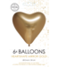 Ballonnen hart goud | 6 stuks | Chrome