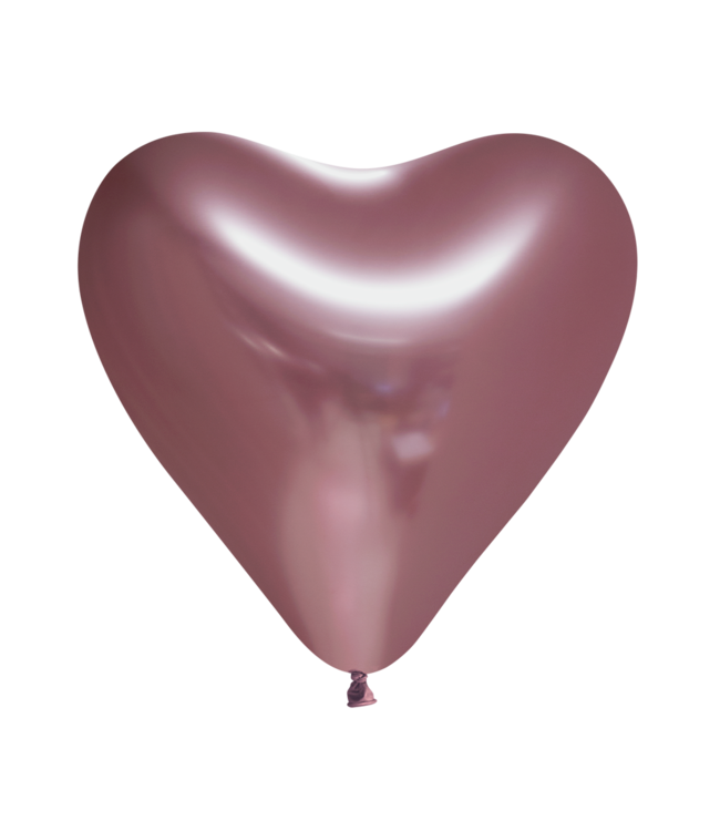 Fiesta Chrome ballonnen hart rosegoud - 6 stuks