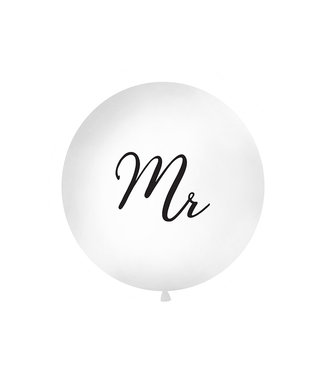 PartyDeco Reuzeballon Mr XXL | wit/zwart