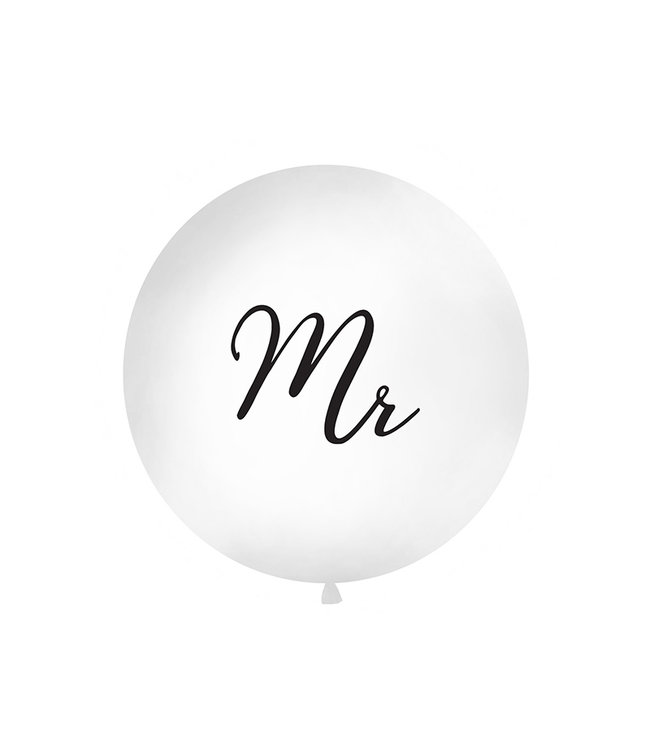 PartyDeco Reuzeballon Mr XXL | wit/zwart | 100 cm