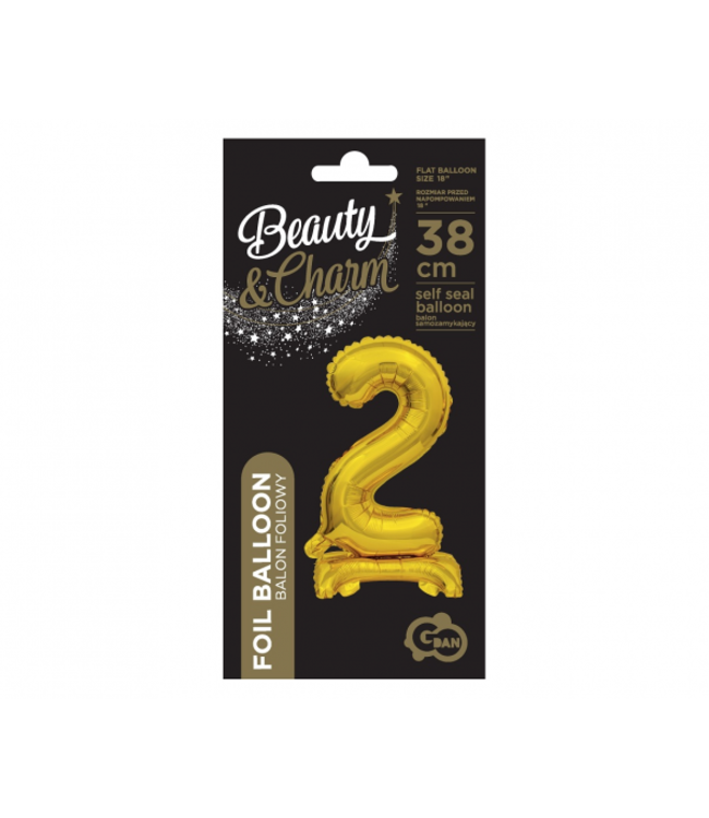 Cijferballon 2 | Goud | Staand | 38 cm