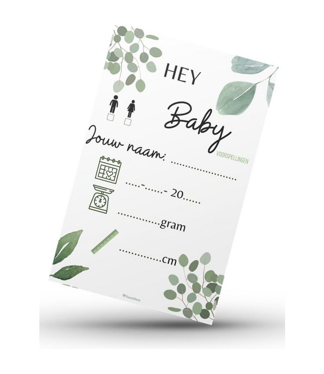 Voorspelkaarten Babyshower - Hey Baby Botancial - 10 stuks