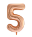 Cijferballon 5 Rose goud - 86 cm