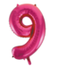 OUTLET Cijferballon 9 fuchsia/roze - 86 cm