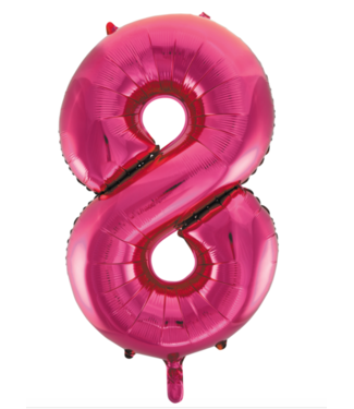 Globos OUTLET Cijferballon 8 fuchsia/roze - 86 cm