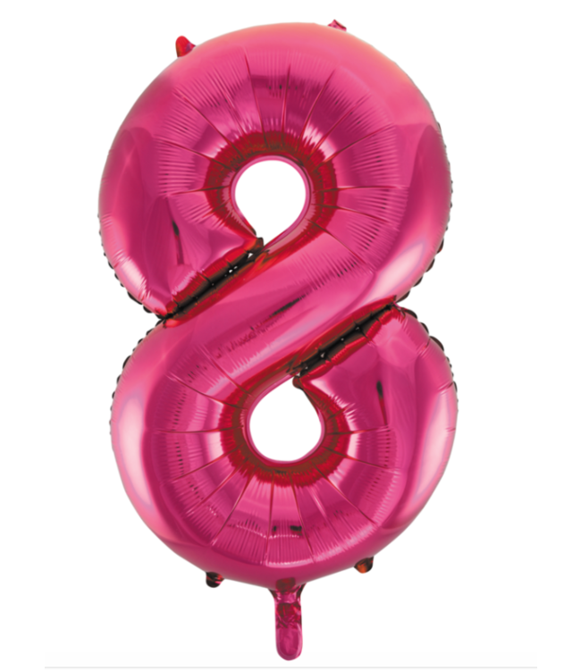 Globos Cijferballon 8 fuchsia/roze - 86 cm