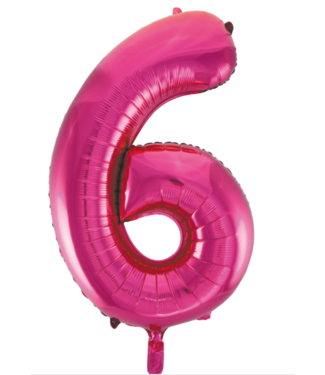 Globos Cijferballon 6 roze/fuchsia - 86 cm