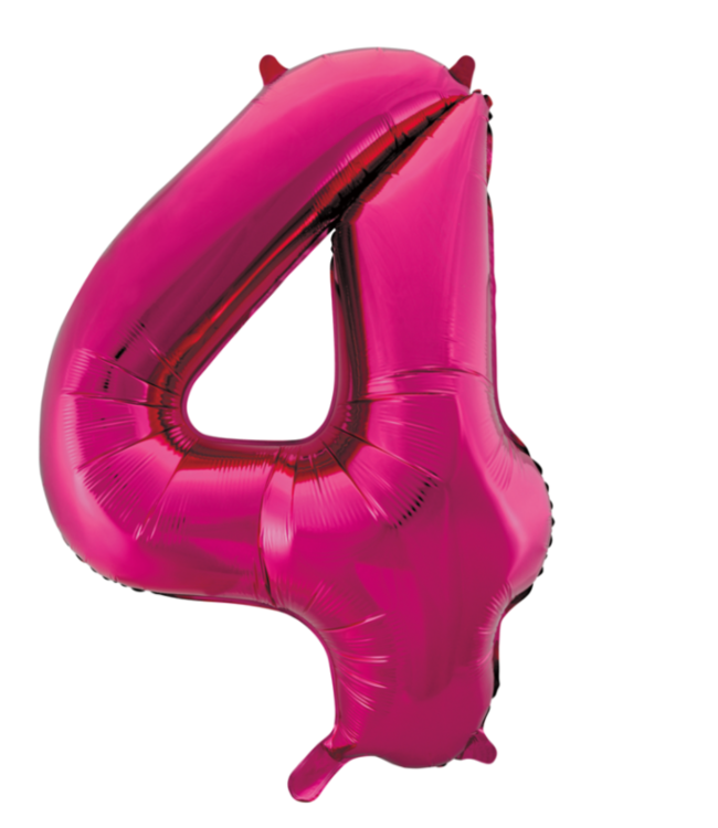 Globos Cijferballon 4 fuchsia - 86 cm