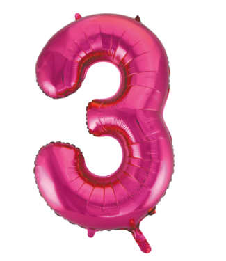 Globos OUTLET Cijferballon 3 fuchsia - 86 cm