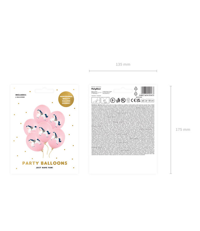 Ballonnen - paarden lichtroze - 6 stuks