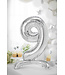 OUTLET Cijferballon 9 - zilver - staand - 70cm