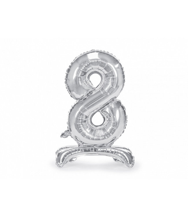 OUTLET Cijferballon 8 - zilver - staand - 70cm