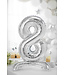 OUTLET Cijferballon 8 - zilver - staand - 70cm