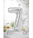PartyDeco Cijferballon 7 - zilver - staand - 70cm