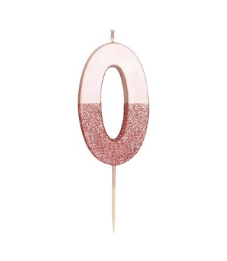 Talking Tables OULET Kaarsje 0 - rose goud glitter