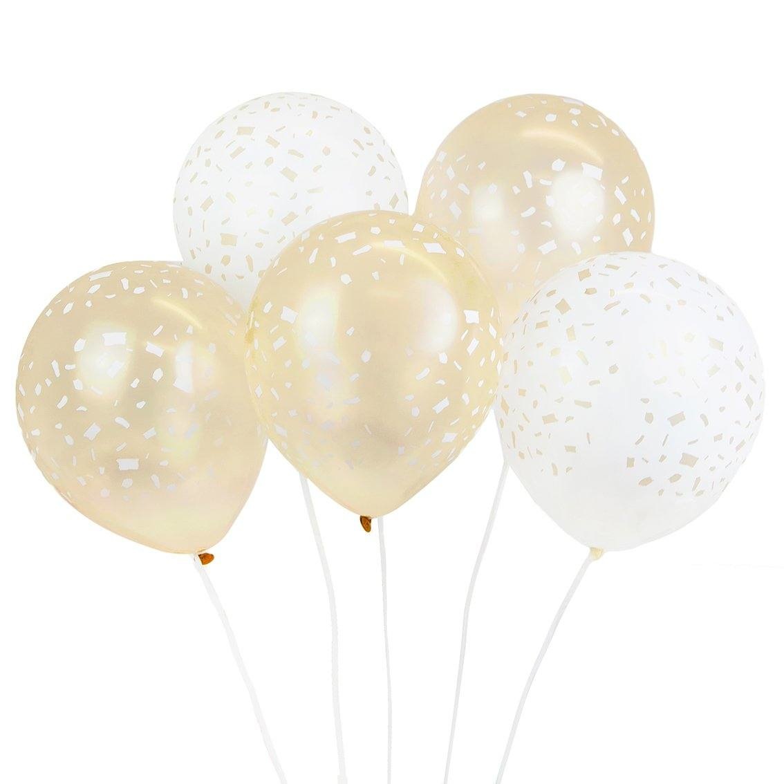 Ballonnenmix - Goud & Wit confetti