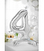 PartyDeco OUTLET Cijferballon 4 - zilver - staand - 70cm