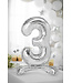 OUTLET Cijferballon 3 - zilver - staand - 70cm