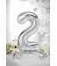 OUTLET Cijferballon 2 - zilver - staand - 70cm