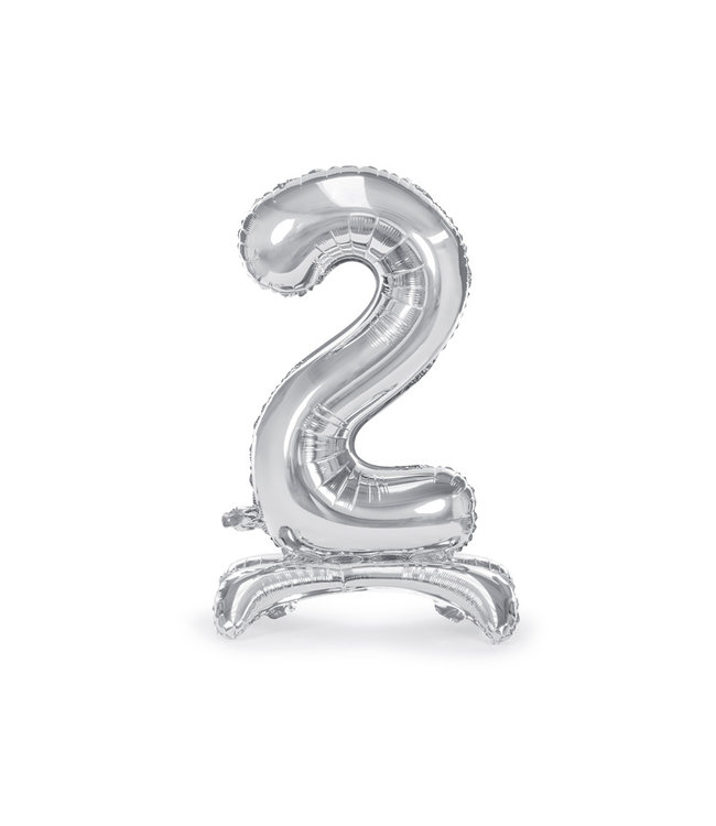 OUTLET Cijferballon 2 - zilver - staand - 70cm