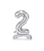 OUTLET Cijferballon 2 - zilver - staand - 70cm