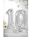 PartyDeco OUTLET Cijferballon 0 - zilver - staand - 70cm