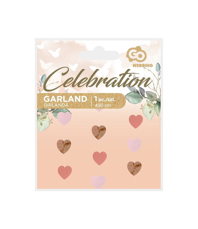 Slinger hartjes | Roze - Rosegoud | 4,50 meter