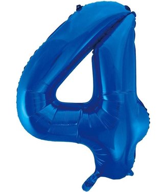 Globos Cijferballon 4 XL blauw - 86 cm