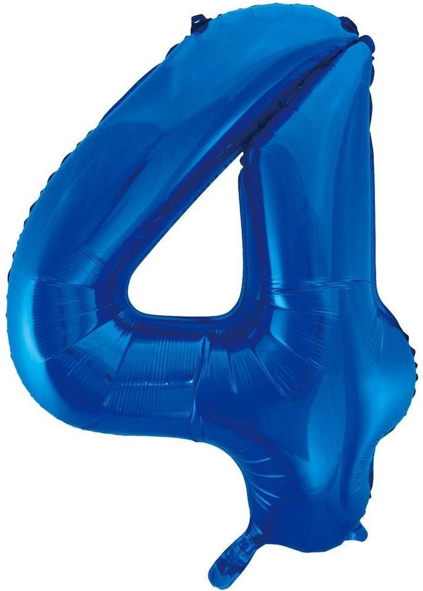Cijferballon 4 XL blauw - 86 cm