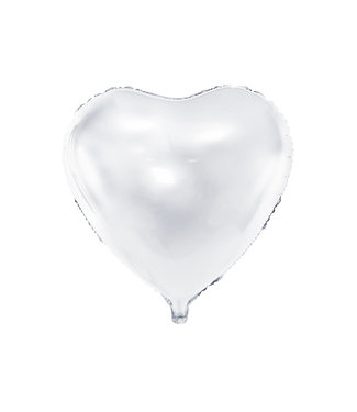 PartyDeco Folieballon hart Wit - 45 cm