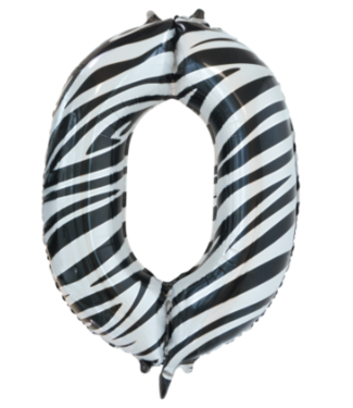 Globos OUTLET Cijferballon 0 Zebra - 86 cm