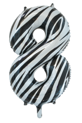 Cijferballon 8 Zebra - 86 cm
