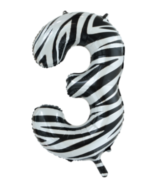 Globos Cijferballon 3 Zebra - 86 cm