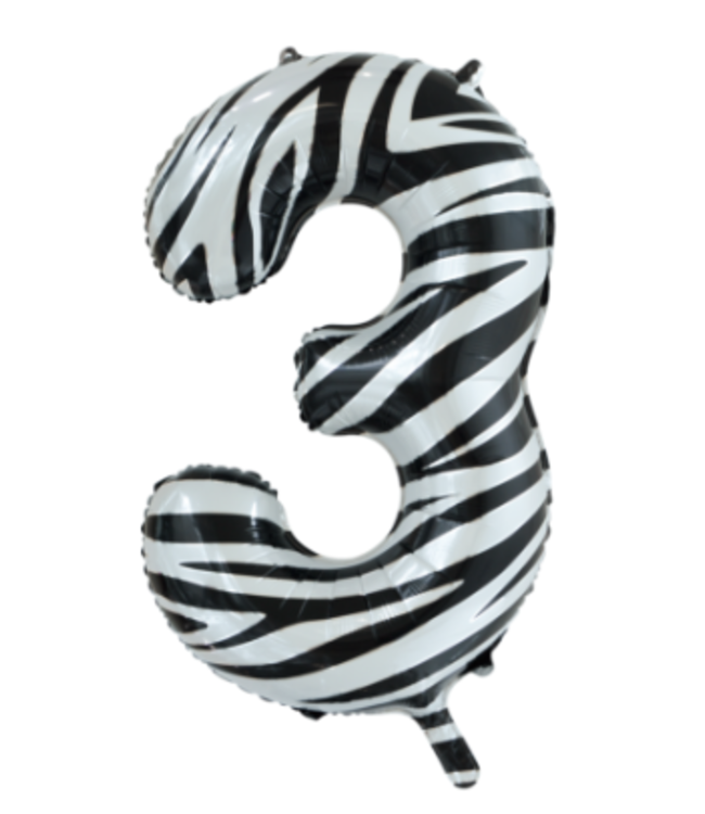 OUTLET Cijferballon 3 Zebra - 86 cm