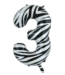 OUTLET Cijferballon 3 Zebra - 86 cm