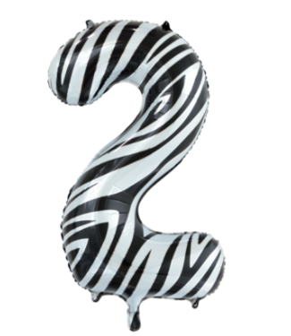 Globos OUTLET Cijferballon 2 Zebra - 86 cm