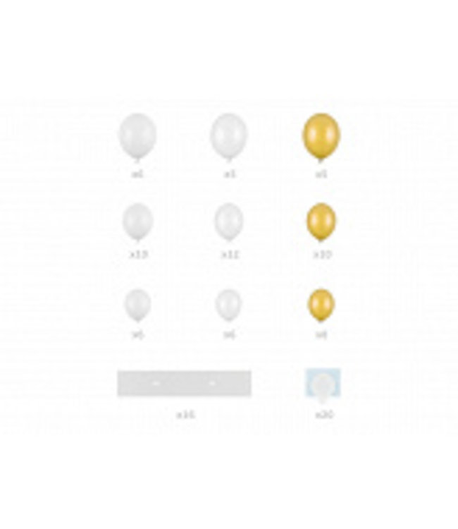 Ballonslinger hartframe  160 cm | incl. witte en gouden ballonnen