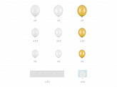 Ballonslinger hartframe - incl. witte en gouden ballonnen