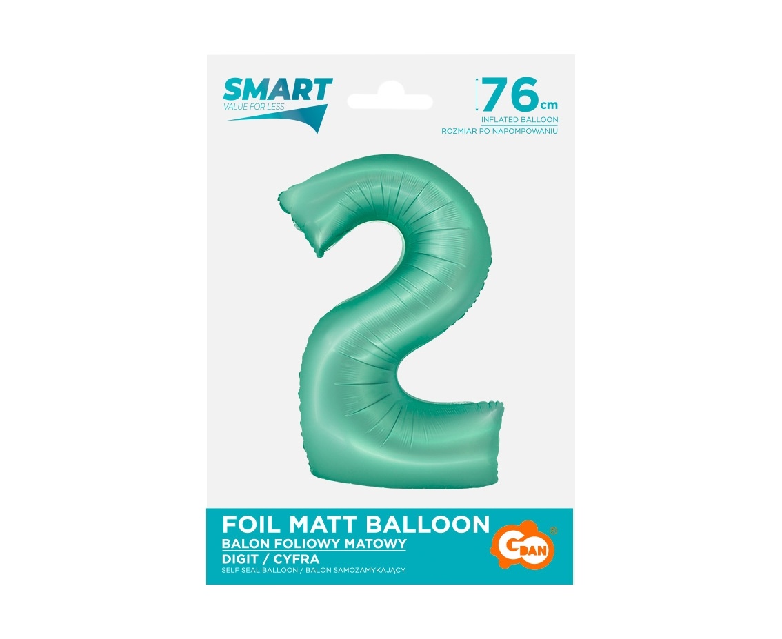 Cijferballon 2 matgroen - 76 cm