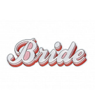 PartyDeco OUTLET Strijkapplicatie Bride - wit/roze